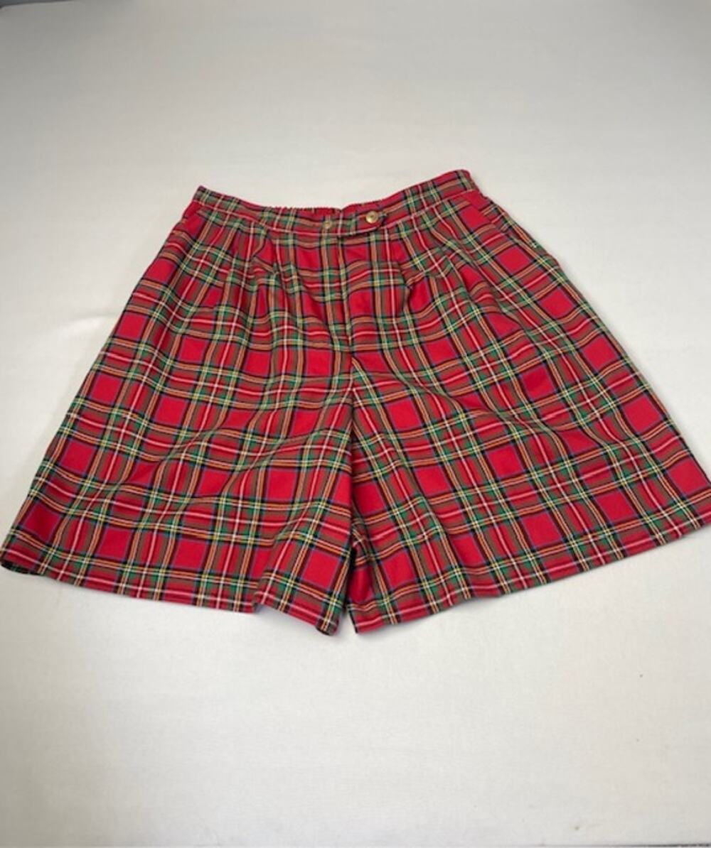 The Villager Red Plaid Bermuda Shorts 10 Vintage Preppy Tartan Academia Coastal